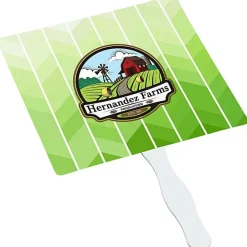 Full Color Hand Fan with Plastic Handle - Square