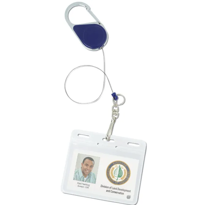 Heavy Duty Clip On Retractable Badge Holder - Round - Label