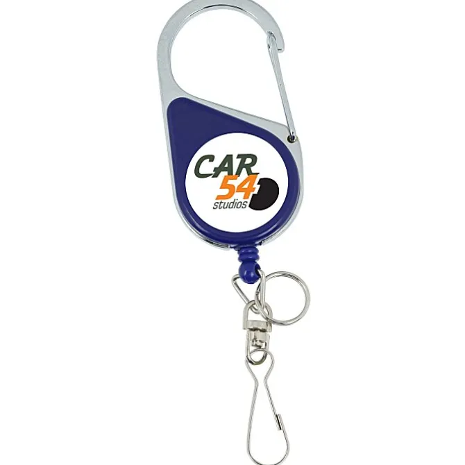 Heavy Duty Clip On Retractable Badge Holder - Round - Label