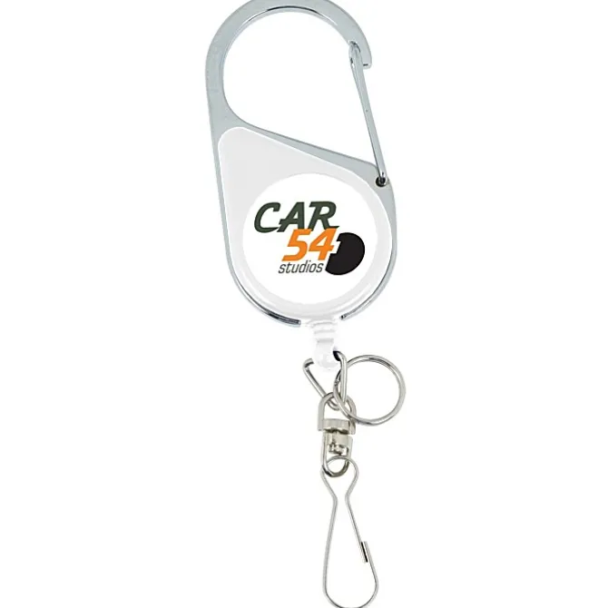 Heavy Duty Clip On Retractable Badge Holder - Round - Label