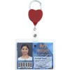 Heavy Duty Clip On Retractable Badge Holder - Heart - Label