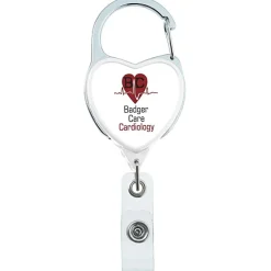 Heavy Duty Clip On Retractable Badge Holder - Heart - Label
