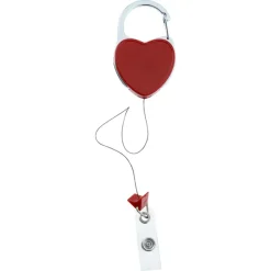 Heavy Duty Clip On Retractable Badge Holder - Heart - Label