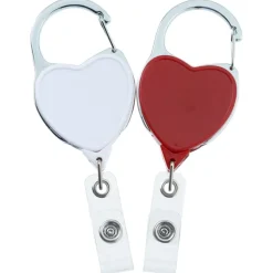 Heavy Duty Clip On Retractable Badge Holder - Heart - Label