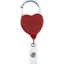 Heavy Duty Clip On Retractable Badge Holder - Heart - Label