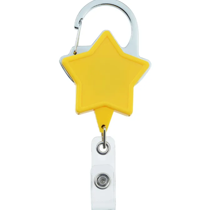 Heavy Duty Clip On Retractable Badge Holder - Star - Label