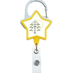Heavy Duty Clip On Retractable Badge Holder - Star - Label