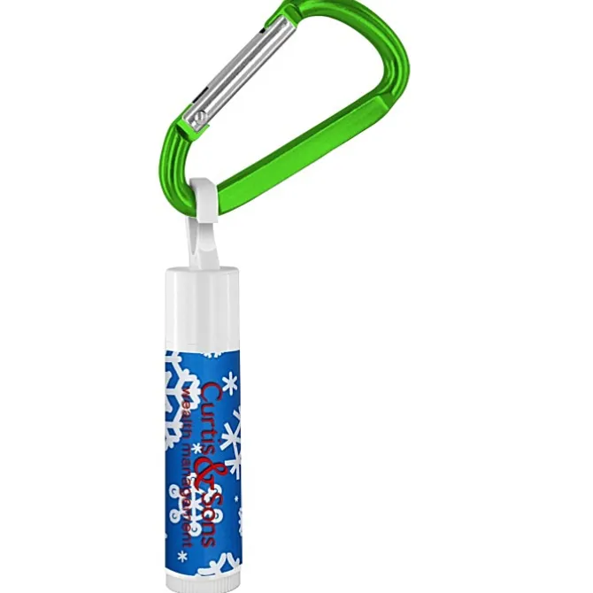 Holiday Lip Balm with Carabiner - Snowflakes - 24 hr