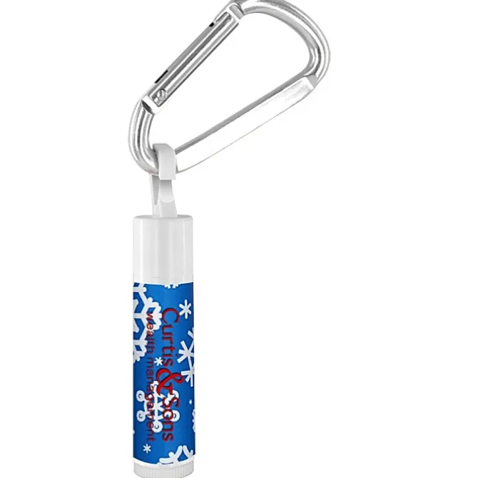 Holiday Lip Balm with Carabiner - Snowflakes - 24 hr
