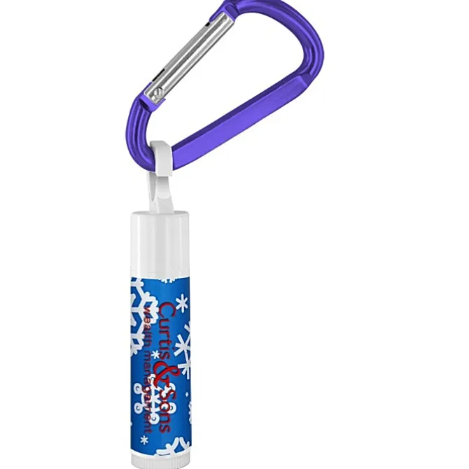 Holiday Lip Balm with Carabiner - Snowflakes - 24 hr