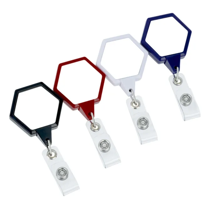 Jumbo Retractable Badge Holder - 40 inches - Hexagon - Label