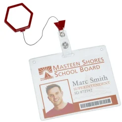Jumbo Retractable Badge Holder - 40 inches - Hexagon - Label