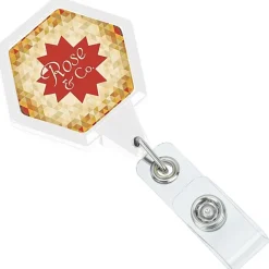 Jumbo Retractable Badge Holder - 40 inches - Hexagon - Label