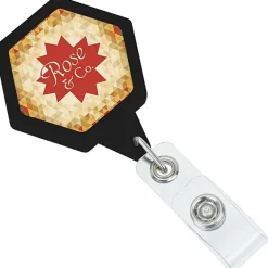 Jumbo Retractable Badge Holder - 40 inches - Hexagon - Label