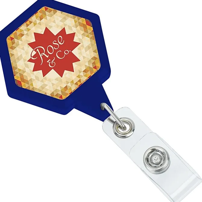 Jumbo Retractable Badge Holder - 40 inches - Hexagon - Label
