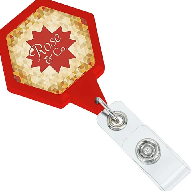 Jumbo Retractable Badge Holder - 40 inches - Hexagon - Label
