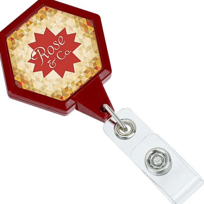 Jumbo Retractable Badge Holder - 40 inches - Hexagon - Label