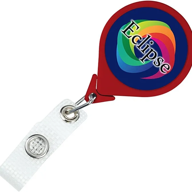 Jumbo Retractable Badge Holder with Antimicrobial Additive - 40 inches Round - Label