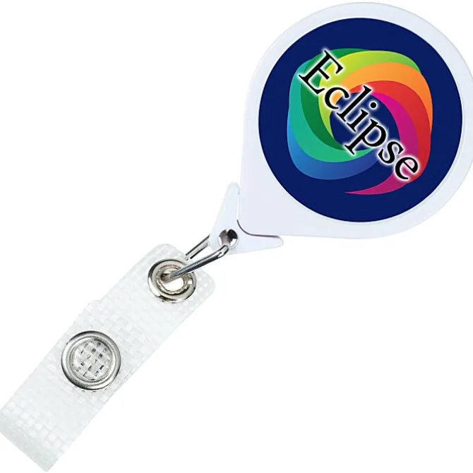 Jumbo Retractable Badge Holder with Antimicrobial Additive - 40 inches Round - Label