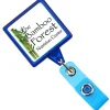 Jumbo Retractable Badge Holder - 40 inches - Square - Translucent - Label