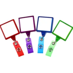 Jumbo Retractable Badge Holder - 40 inches - Square - Translucent - Label