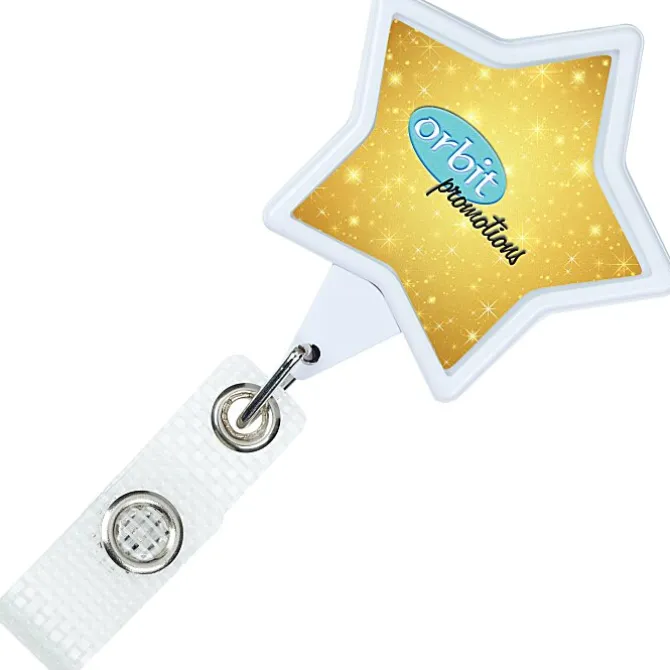 Jumbo Retractable Badge Holder with Antimicrobial Additive - 40-inch Star - Label