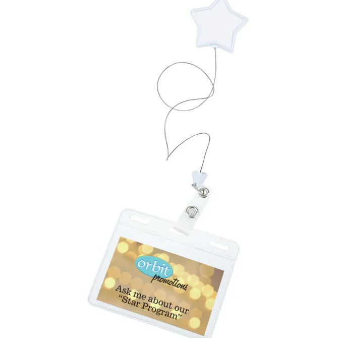Jumbo Retractable Badge Holder with Antimicrobial Additive - 40-inch Star - Label