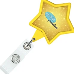 Jumbo Retractable Badge Holder with Antimicrobial Additive - 40-inch Star - Label