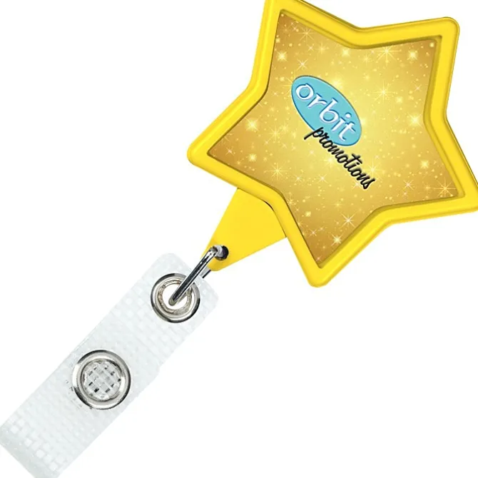 Jumbo Retractable Badge Holder with Antimicrobial Additive - 40-inch Star - Label