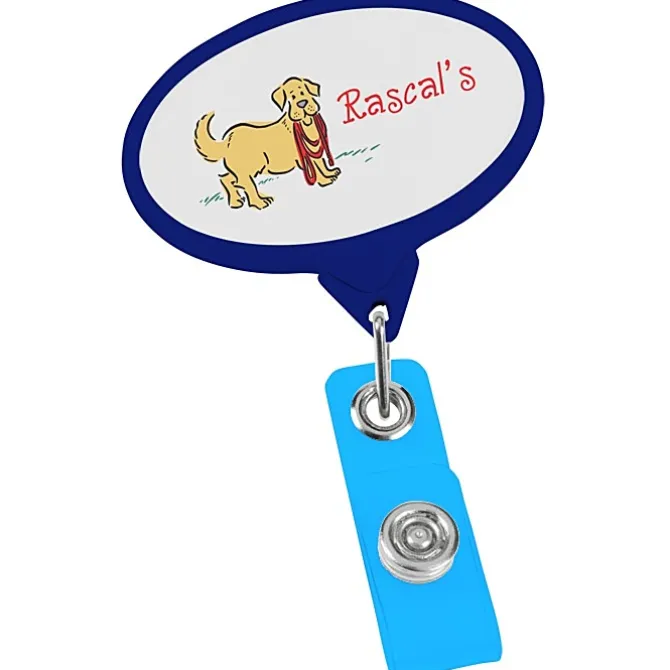 Jumbo Retractable Badge Holder - 40 inches - Oval - Opaque - Label