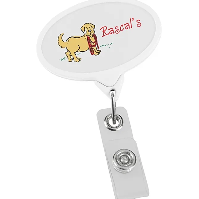 Jumbo Retractable Badge Holder - 40 inches - Oval - Opaque - Label