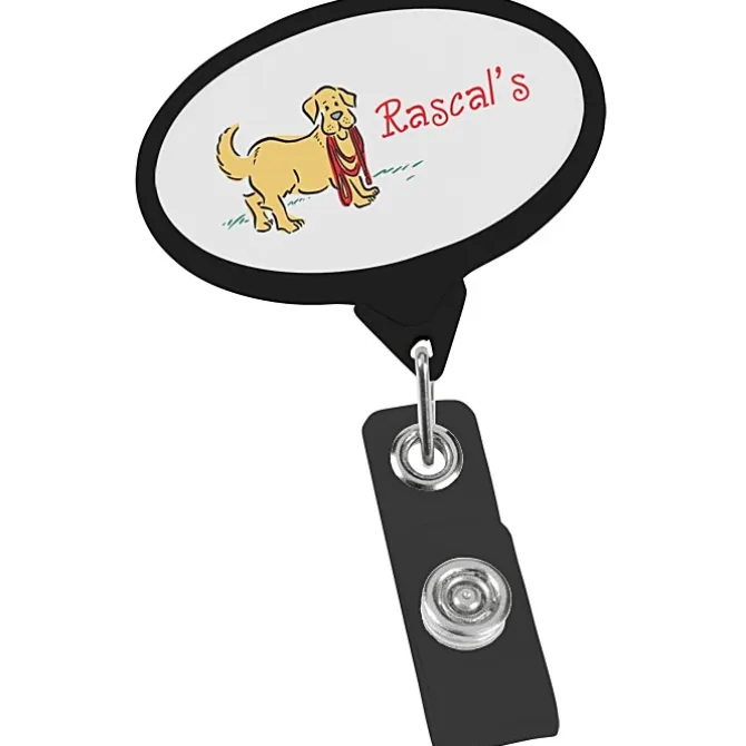 Jumbo Retractable Badge Holder - 40 inches - Oval - Opaque - Label