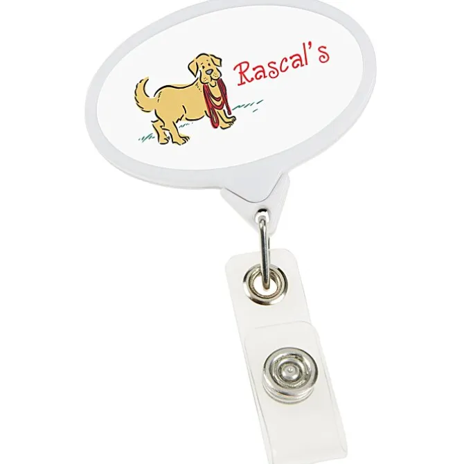 Jumbo Retractable Badge Holder - 40 inches - Oval - Opaque - Label