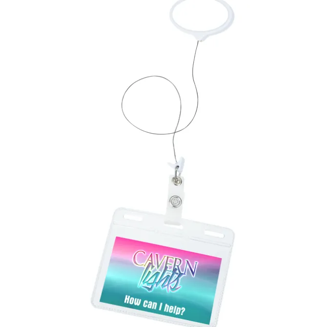 Jumbo Retractable Badge Holder with Antimicrobial Additive - 40 inches Oval - Label
