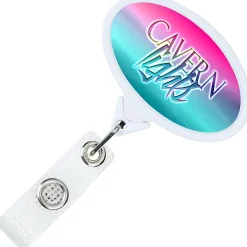 Jumbo Retractable Badge Holder with Antimicrobial Additive - 40 inches Oval - Label