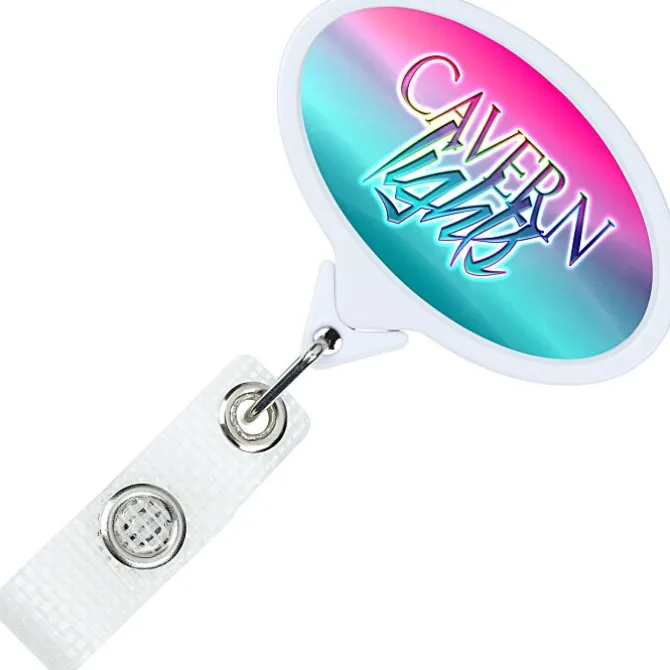 Jumbo Retractable Badge Holder with Antimicrobial Additive - 40 inches Oval - Label