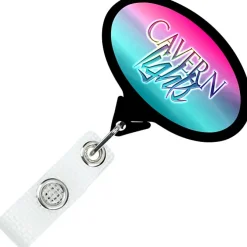 Jumbo Retractable Badge Holder with Antimicrobial Additive - 40 inches Oval - Label