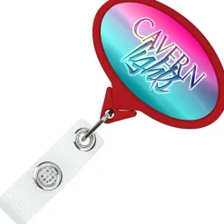 Jumbo Retractable Badge Holder with Antimicrobial Additive - 40 inches Oval - Label