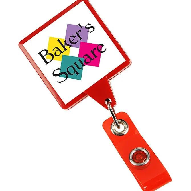 Jumbo Retractable Badge Holder - 40 inches - Square - Opaque - Label