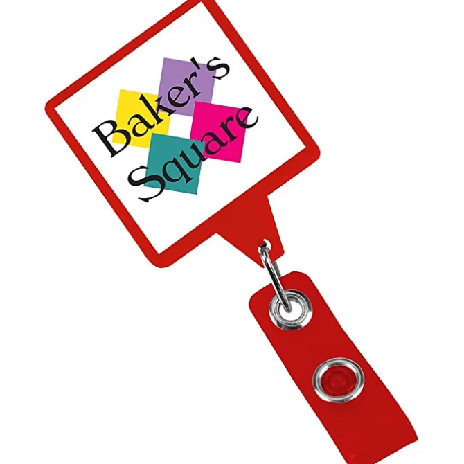 Jumbo Retractable Badge Holder - 40 inches - Square - Opaque - Label