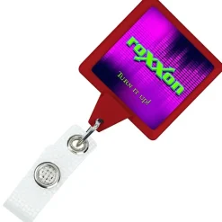 Jumbo Retractable Badge Holder with Antimicrobial Additive - 40 inches Square - Label