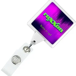 Jumbo Retractable Badge Holder with Antimicrobial Additive - 40 inches Square - Label