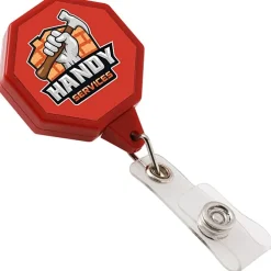 Jumbo Retractable Badge Holder - 40 inches - Octagon - Label