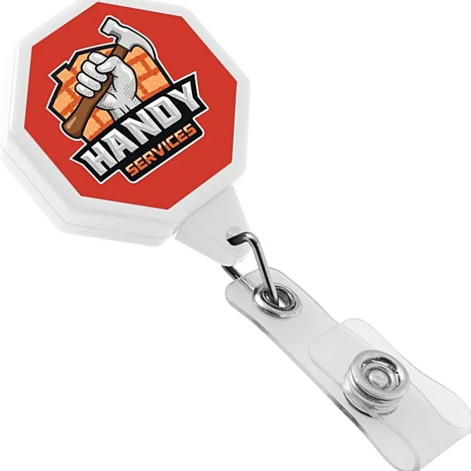 Jumbo Retractable Badge Holder - 40 inches - Octagon - Label