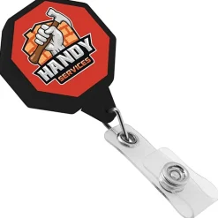 Jumbo Retractable Badge Holder - 40 inches - Octagon - Label