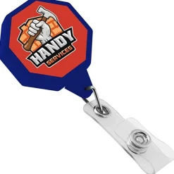 Jumbo Retractable Badge Holder - 40 inches - Octagon - Label