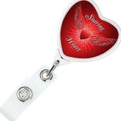 Jumbo Retractable Badge Holder with Antimicrobial Additive - 40 inches Heart - Label