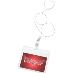 Jumbo Retractable Badge Holder with Antimicrobial Additive - 40 inches Heart - Label