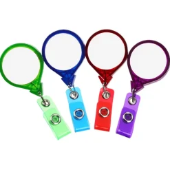 Jumbo Retractable Badge Holder - 40 inches - Round - Translucent - Label