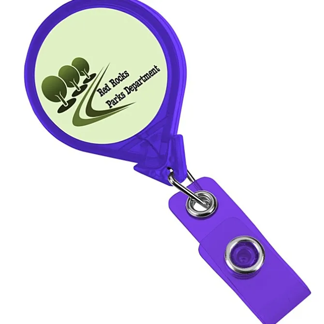 Jumbo Retractable Badge Holder - 40 inches - Round - Translucent - Label